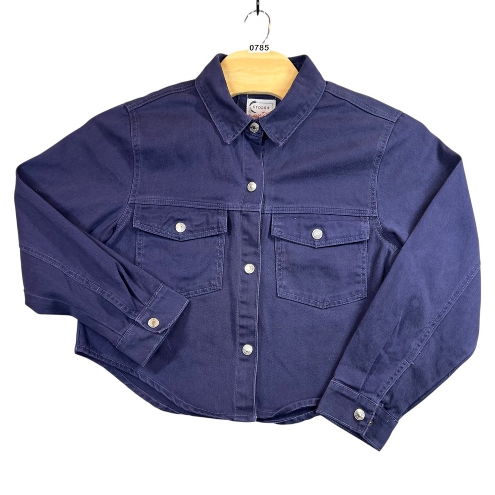 NEW Stoosh‎ Denim Cropped Jacket Women XL Casual Retro Timeless Trucker Modern